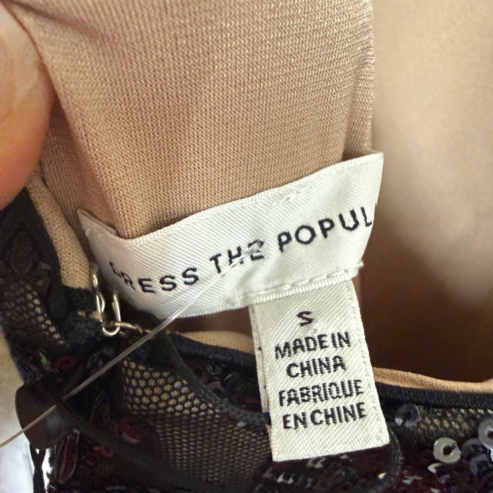 Dress the Population Emery Black Sequin Long Sleeve Dress sz S nwt - Picture 3 of 6